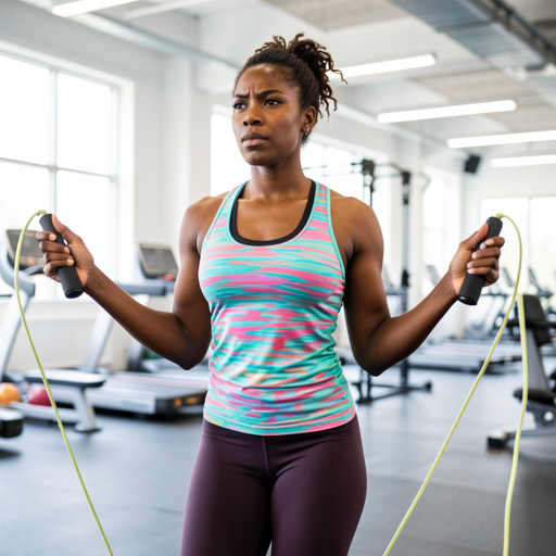 woman jumping rope gym