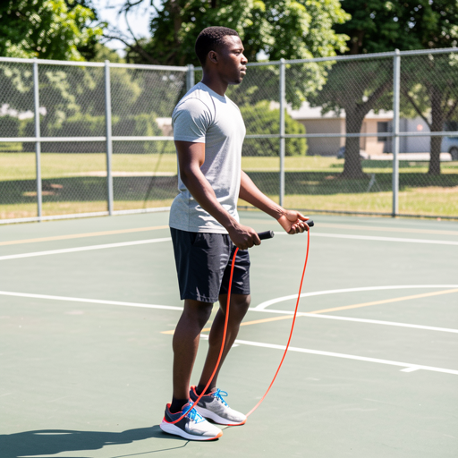 man jumping rope outdoors