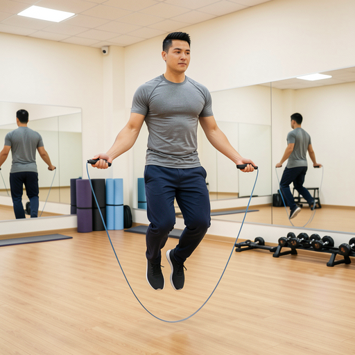 man jumping rope studio