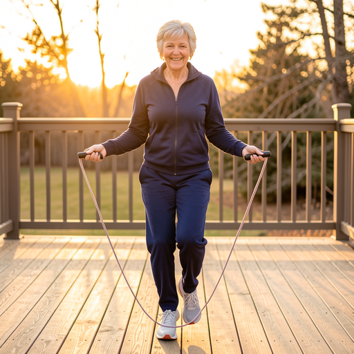 woman jumping rope indoors
