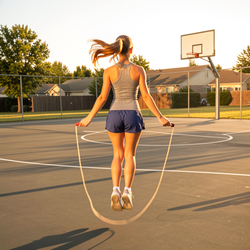 person jumping rope outdoors