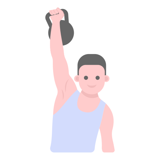 man training with kettlebell