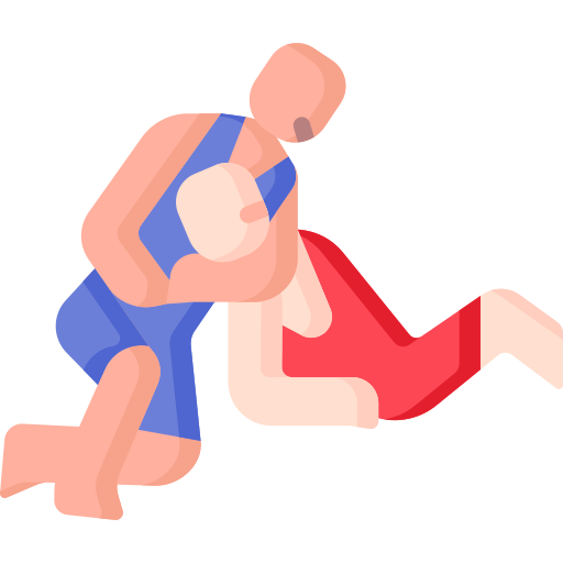 two wrestlers on the floor